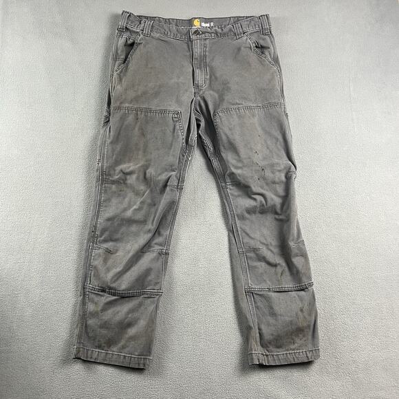 Carhartt Pants Mens 36X30 Gray Carpenter Double Knee Distressed Workwear - Picture 1 of 16